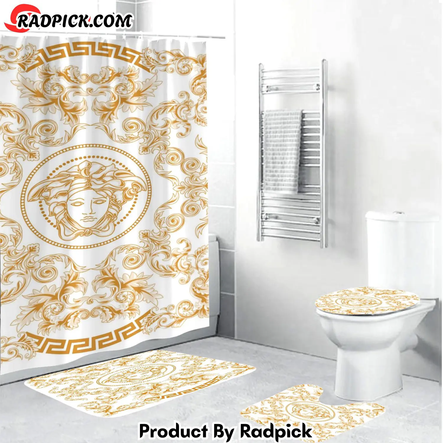 Gianni versace bathroom set hot luxury shower curtain bath rug mat home decor 170 bathroom accessory sets rp387879